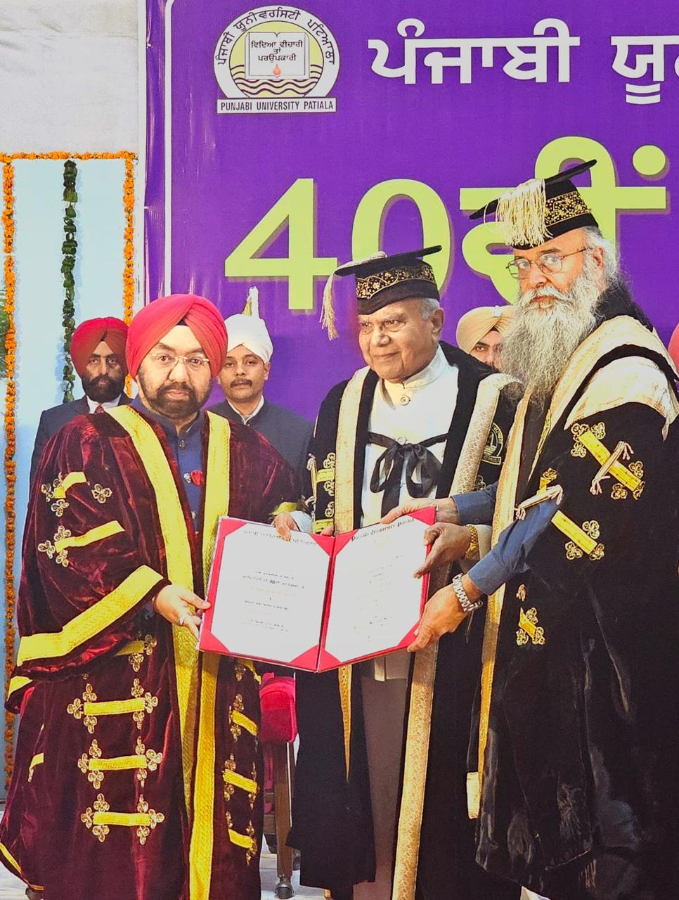 MP Vikramjit Singh Sahni was awarded an honorary doctorate degree by the Governor